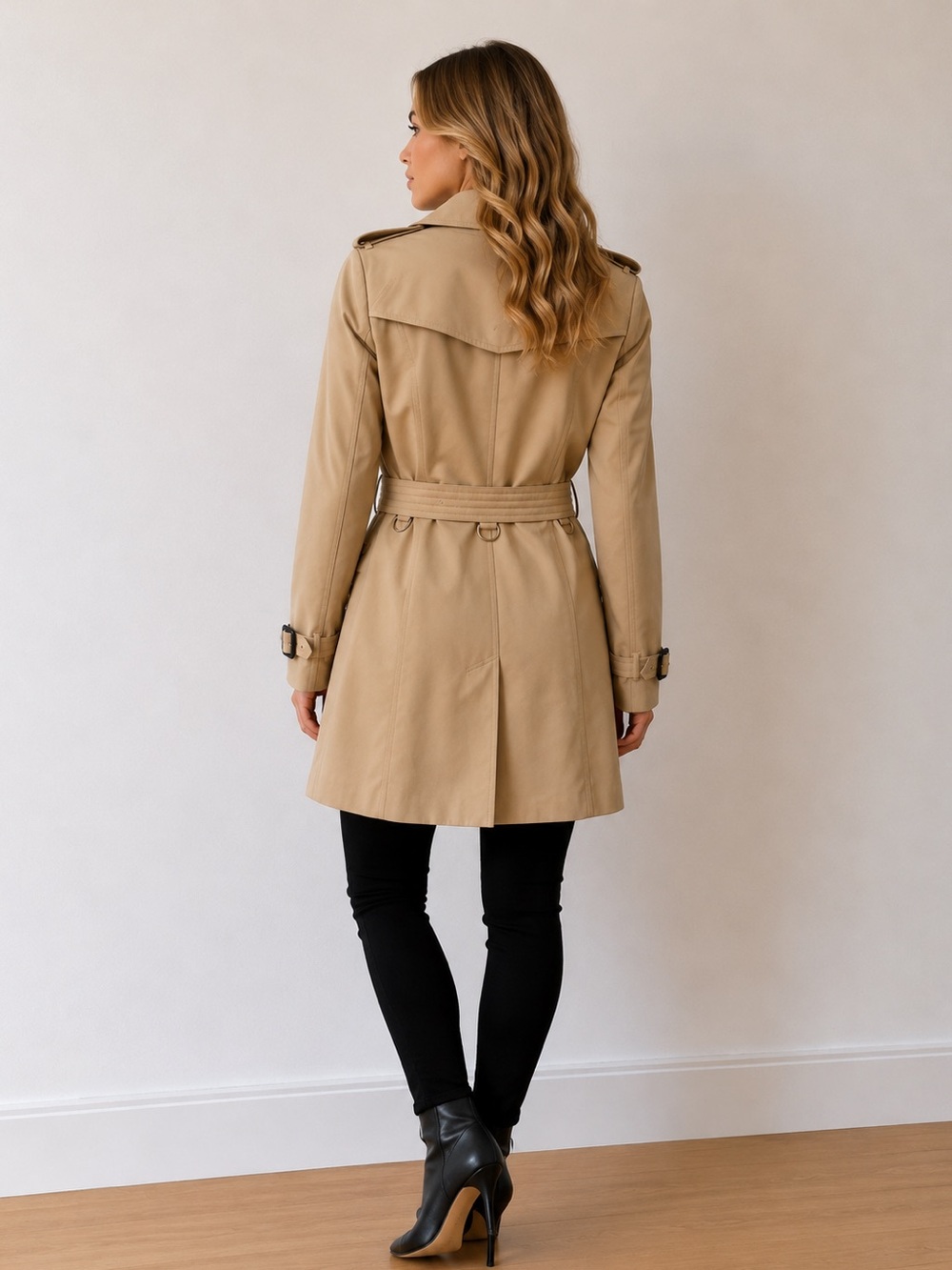 Burberry Khaki Double-Breasted medium length Trench Coat - Picture 2 of 6